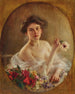 Portrait of a young woman with flowers - Albert Lynch — artwork view