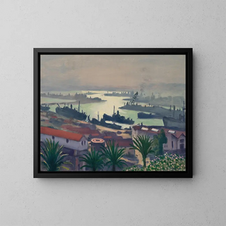 Alger, dark weather over the port of Agha - Albert Marquet — framed artwork on a wall