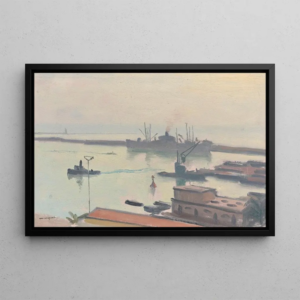 Misty pink over Algiers - Albert Marquet — framed artwork on a wall