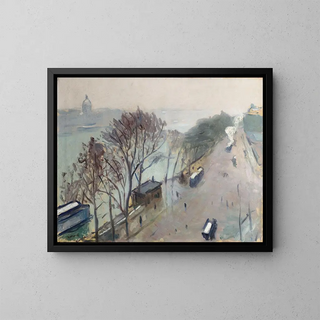 L'Hiver painting, quai du Louvre, snow time - Albert Marquet — framed artwork on a wall