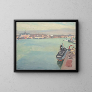 The Stockholm port in spring morning - Albert Marquet — framed artwork on a wall