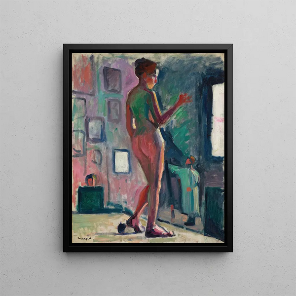 Nude painting in an artist's studio - Albert Marquet — framed artwork on a wall