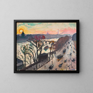 Paris, Quai du Louvre, Winter Sun - Albert Marquet — framed artwork on a wall