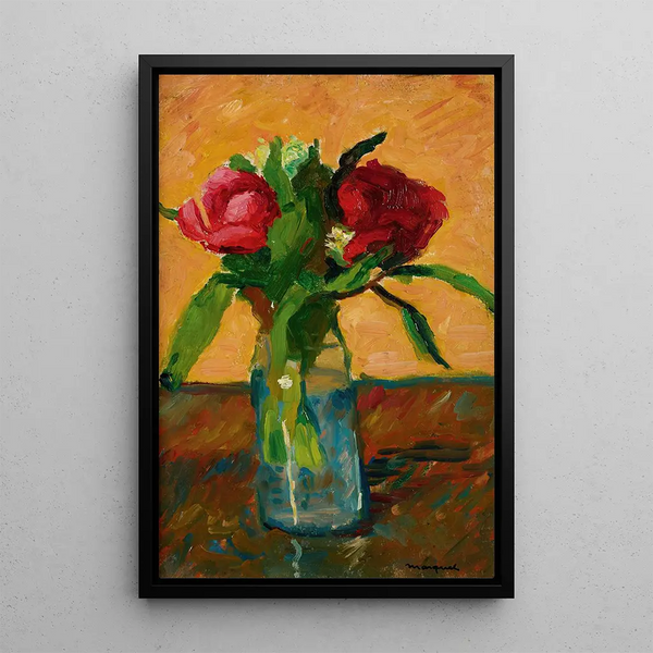 Reproduction of the painting Peonies in a Glass Vase and Paris Rue Monge - Albert Marquet