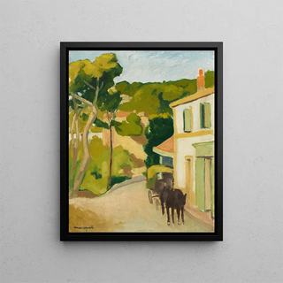 Car on the road to L'Estaque - Albert Marquet — framed artwork on a wall