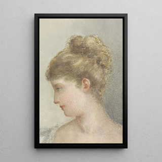 Head of a woman in profile to the left - Albert Martin — framed artwork on a wall