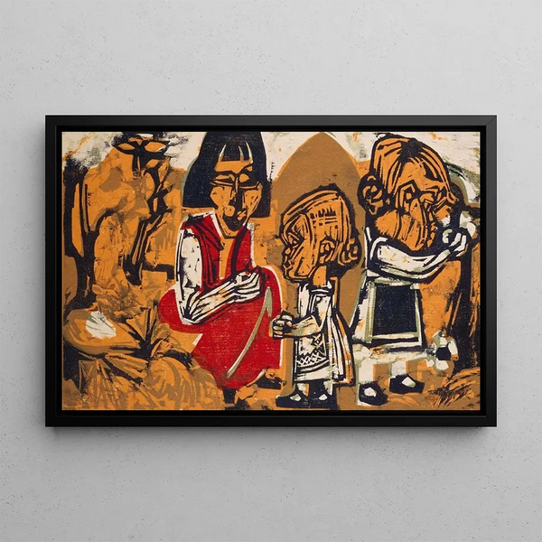 Anna Müller with Judith and Kaspar - Albert Müller — framed artwork on a wall