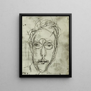 Portrait Painting Schaeffer I - Albert Müller — framed artwork on a wall