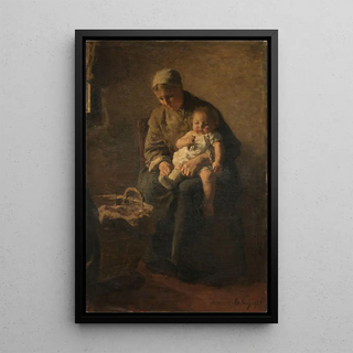 A mother with her child - Albert Neuhuys — framed artwork on a wall