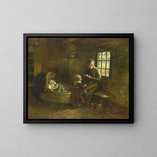Au berceau - Albert Neuhuys — framed artwork on a wall