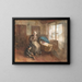 Interior painting with a woman near a cradle and a boy on the floor - Albert Neuhuys — framed artwork on a wall