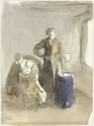 Interior with woman and children in a churn - Albert Neuhuys — artwork view
