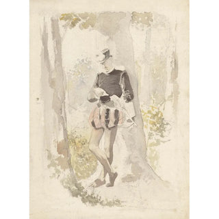 Young man standing reading a letter - Albert Neuhuys — artwork view