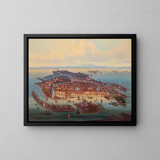 A panoramic view of Venice - Albert Rieger — framed artwork on a wall