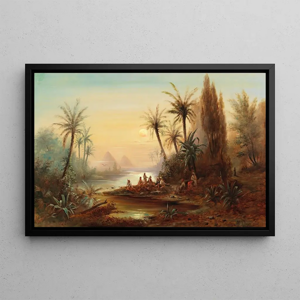 Evening on the Nile - Albert Rieger — framed artwork on a wall