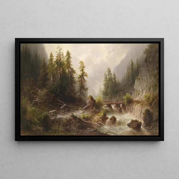 Mountain Stream Painting - Albert Rieger — framed artwork on a wall