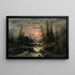 Mountain Stream at Moonlight - Albert Rieger — framed artwork on a wall