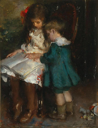 A reading lesson for two brothers and sisters - Albert Roelofs — artwork view