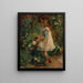 La fille de l'artiste Albertine dans le jardin arrosant les fleurs - Albert Roelofs — framed artwork on a wall
