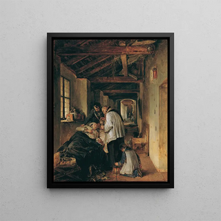a wounded officer taking his last breath - Albert Schindler — framed artwork on a wall