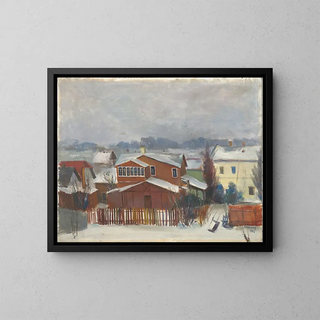 Landscape of the Tartu Suburb - Albert Toomapoeg — framed artwork on a wall
