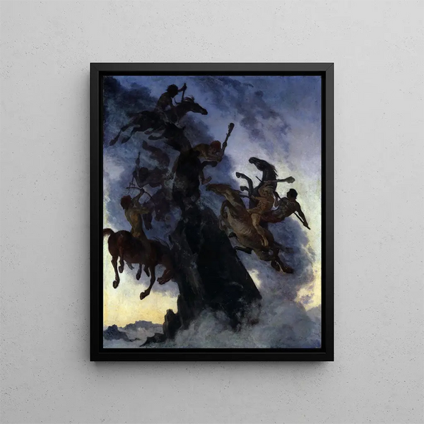 Cavaliers dans la brume - Albert Welti — framed artwork on a wall