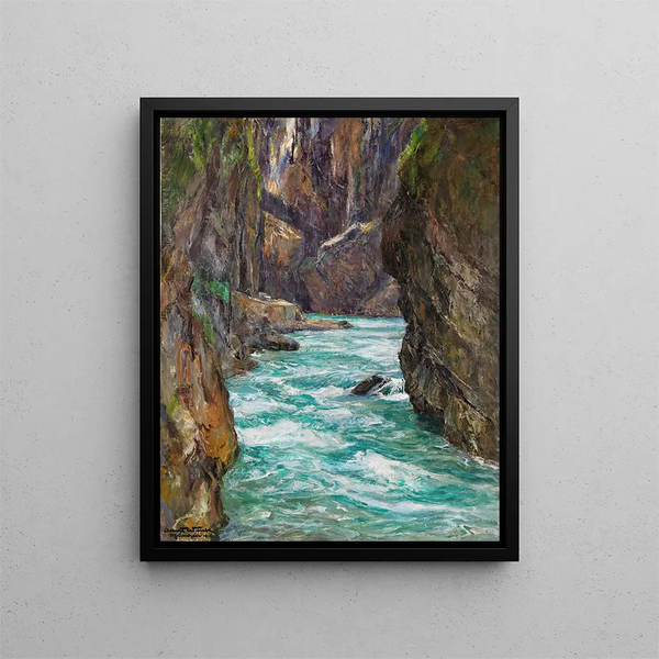 Les gorges de Partnach près de Partenkirchen - Albert Wenk — framed artwork on a wall
