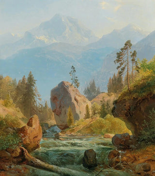 a mountain landscape with stream - Albert Zimmermann — artwork view