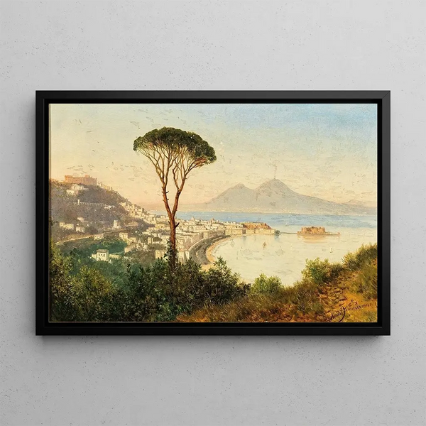 View of the Bay of Naples - Albert Zimmermann — framed artwork on a wall