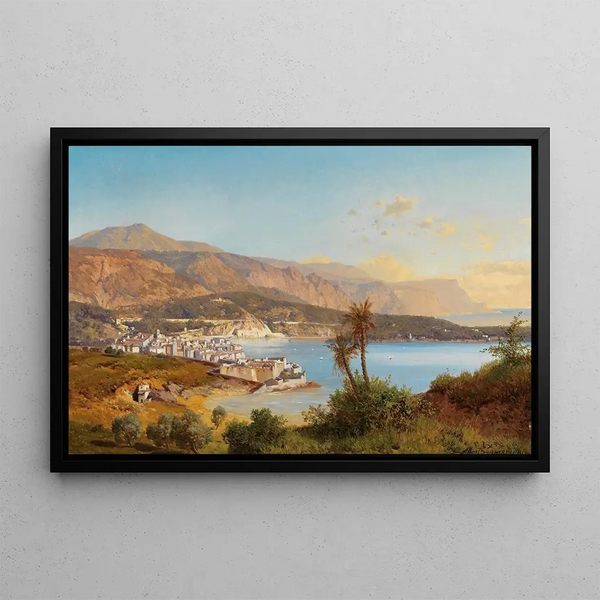View of the bay of Villefranche-sur-Mer - Albert Zimmermann — framed artwork on a wall