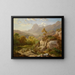 Deer in a vast mountain landscape - Albert Zimmermann — framed artwork on a wall