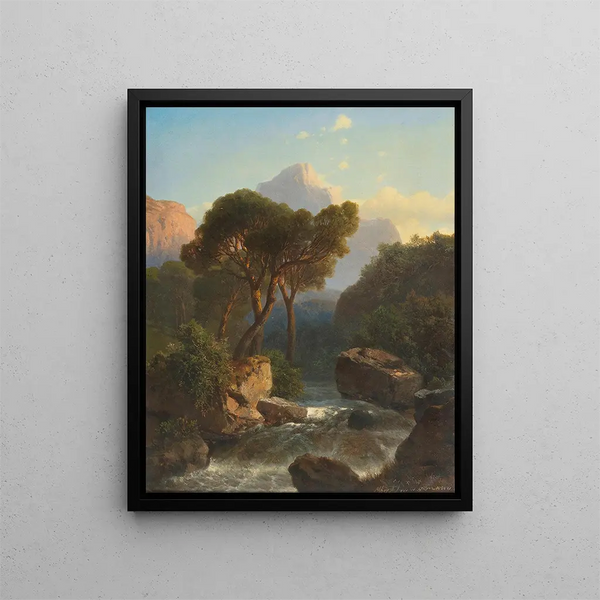 Landscape of the Southern Mountains - Albert Zimmermann — framed artwork on a wall