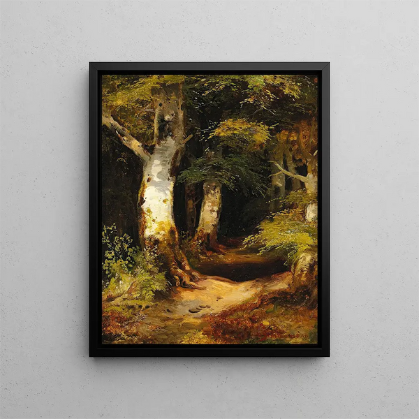 Waldweg Painting - Albert Zimmermann — framed artwork on a wall