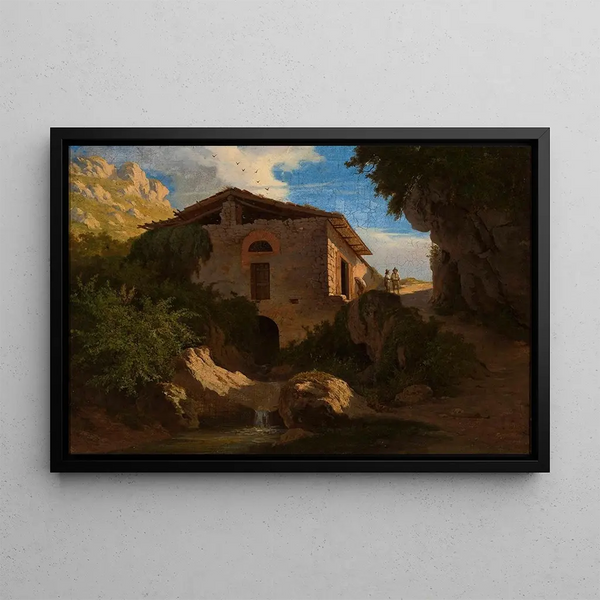 Italian landscape painting - Albert Camus — framed artwork on a wall