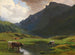 Alpine landscape painting with cows and goats - Albert de Meuron — artwork view
