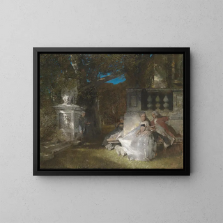 Scene galante dans le parc - Albert von Keller — framed artwork on a wall