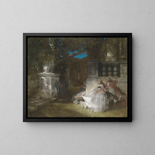 Scene galante dans le parc - Albert von Keller — framed artwork on a wall