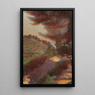 Reproduction of the painting A landscape at dusk - Alberto Bonomi