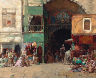 Market at the entrance of a bazaar in Constantinople - Alberto Pasini — artwork view