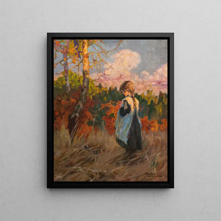 Girl in a Field - Alberto Pl. Rubio — framed artwork on a wall
