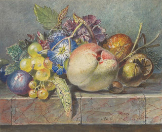 Fruits et nature morte de fleurs - Albertus Steenbergen — artwork view