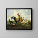a rooster with hens and chicks - Albertus Verhoesen — framed artwork on a wall