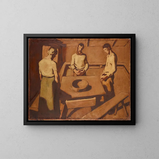 The Prayer of the Table - Albin Egger-Lienz — framed artwork on a wall