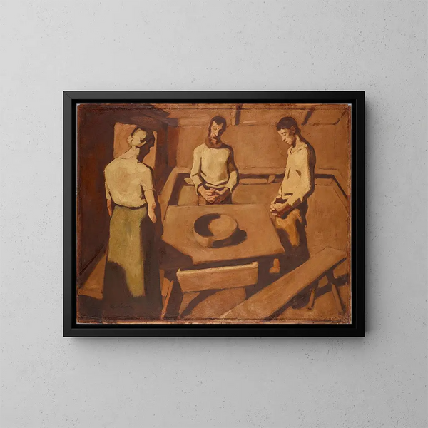 The Prayer of the Table - Albin Egger-Lienz — framed artwork on a wall