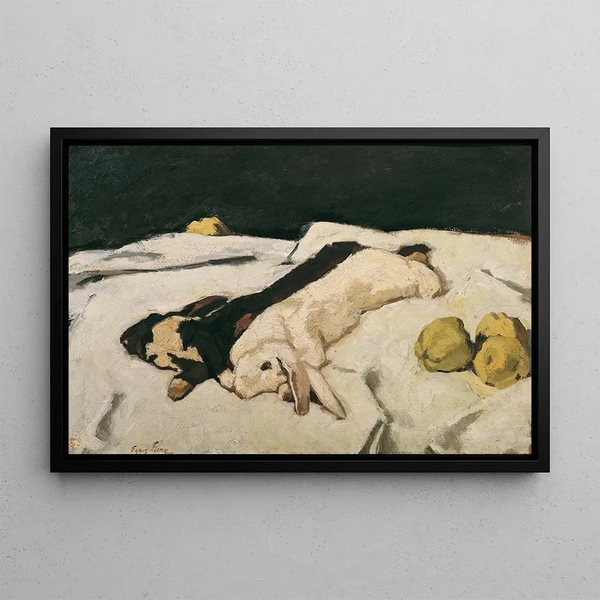 Lièvres morts - Albin Egger-Lienz — framed artwork on a wall