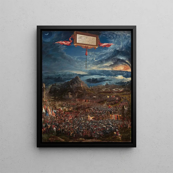 The Battle of Alexander at Issus - Albrecht Altdorfer — framed artwork on a wall