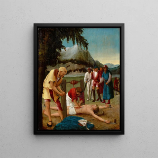 The Martyrdom of Saint Erasmus - Albrecht Altdorfer's Workshop — framed artwork on a wall