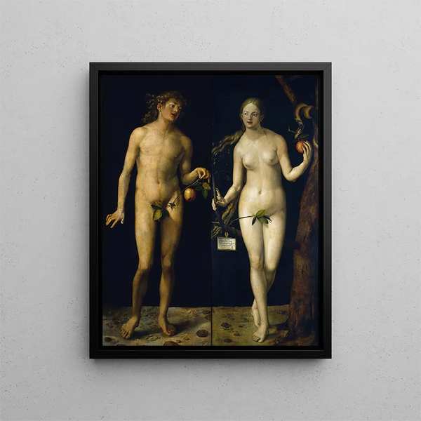 Adam and Eve - Albrecht Dürer — framed artwork on a wall