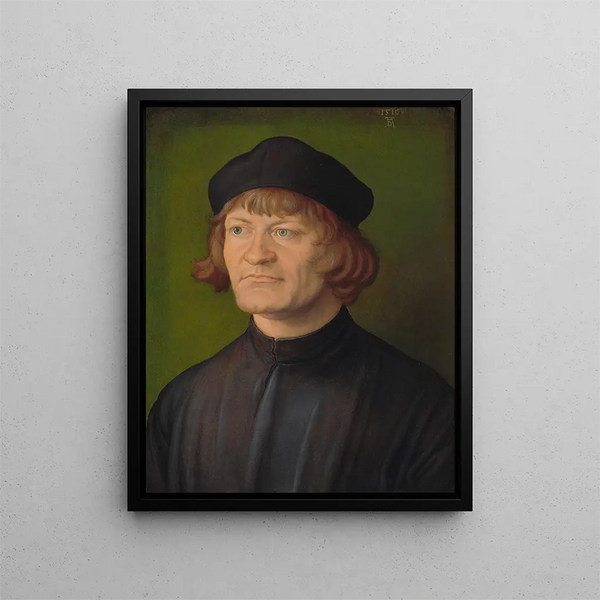 Portrait of a clergyman - Albrecht Dürer — framed artwork on a wall
