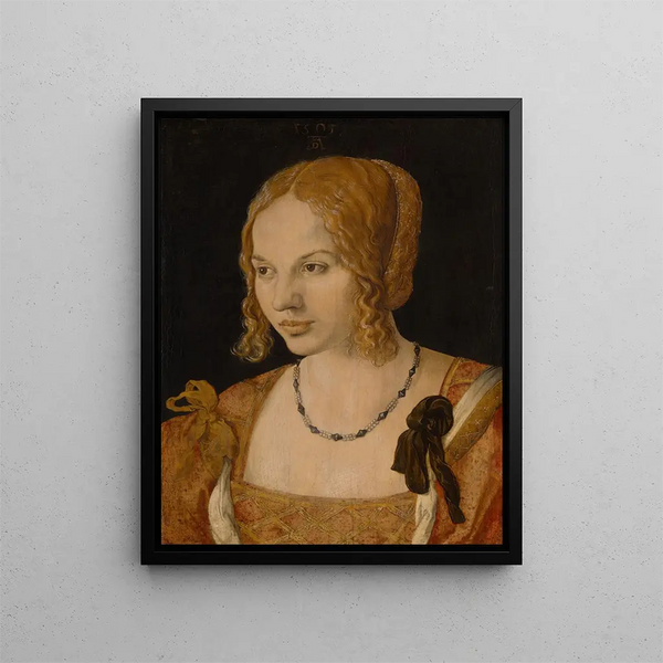 Portrait of a Young Venetian Woman - Albrecht Dürer — framed artwork on a wall